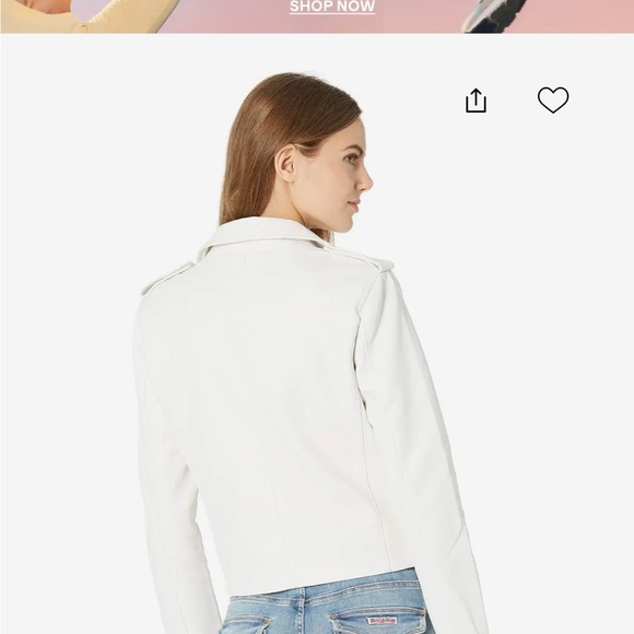 Blank NYC Pu White Leather Moto Jacket with Silver Hardware - Picture 3 of 6